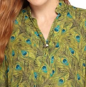 THE LIMITED Long Sleeve Peacock Print Blouse